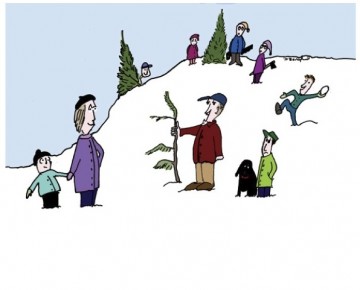 Cutting a Christmas tree