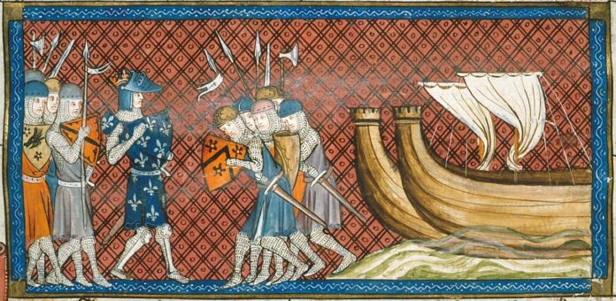 Philip Augustus arriving in Palestine (Royal MS 16 G vi) Sundell - Holy Wars Medieval and Modern