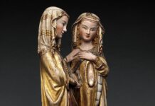 CST Rosary: The Visitation Wooden statues of the Blessed Virgin greeting her Cousin Elizabeth