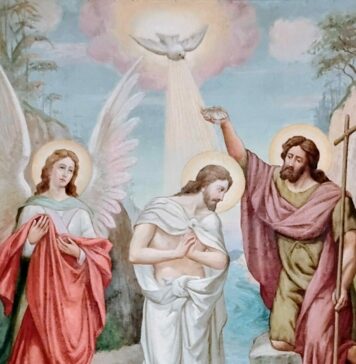 Be reasonable! Surrender to faith. Fresco of St John baptizing Christ.