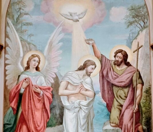 Be reasonable! Surrender to faith. Fresco of St John baptizing Christ.