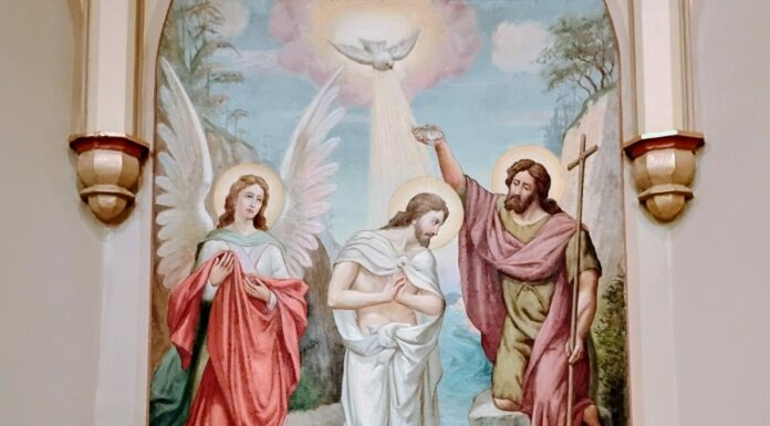 Be reasonable! Surrender to faith. Fresco of St John baptizing Christ.